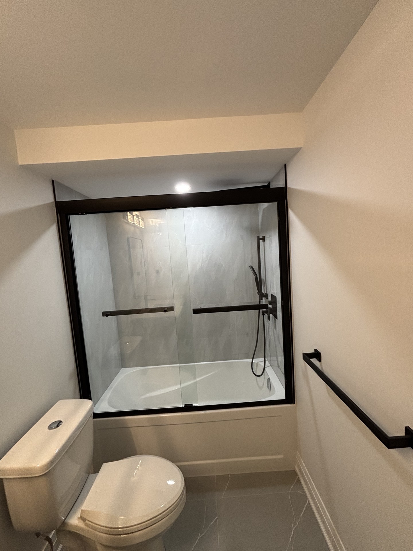 Custom basement bedroom and living suite detail